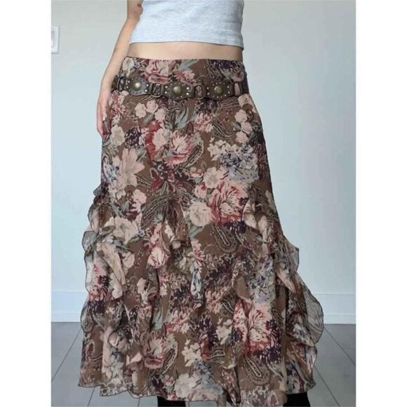 Floral Maxi Ruffle Skirt - Picture 1 of 4